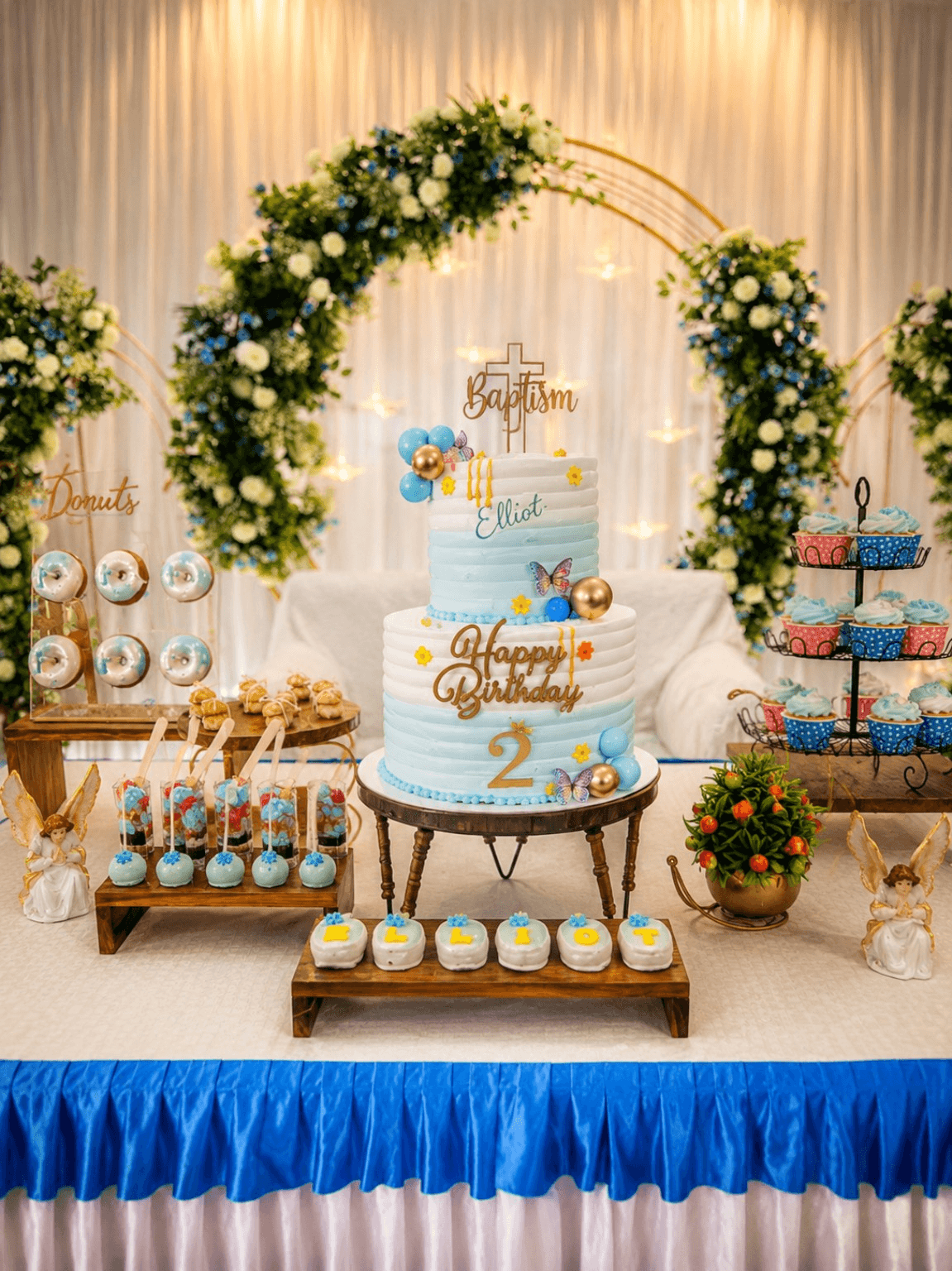 Floral Cross Blessed Sacrament — handcrafted baptism cake by The Cake Walk