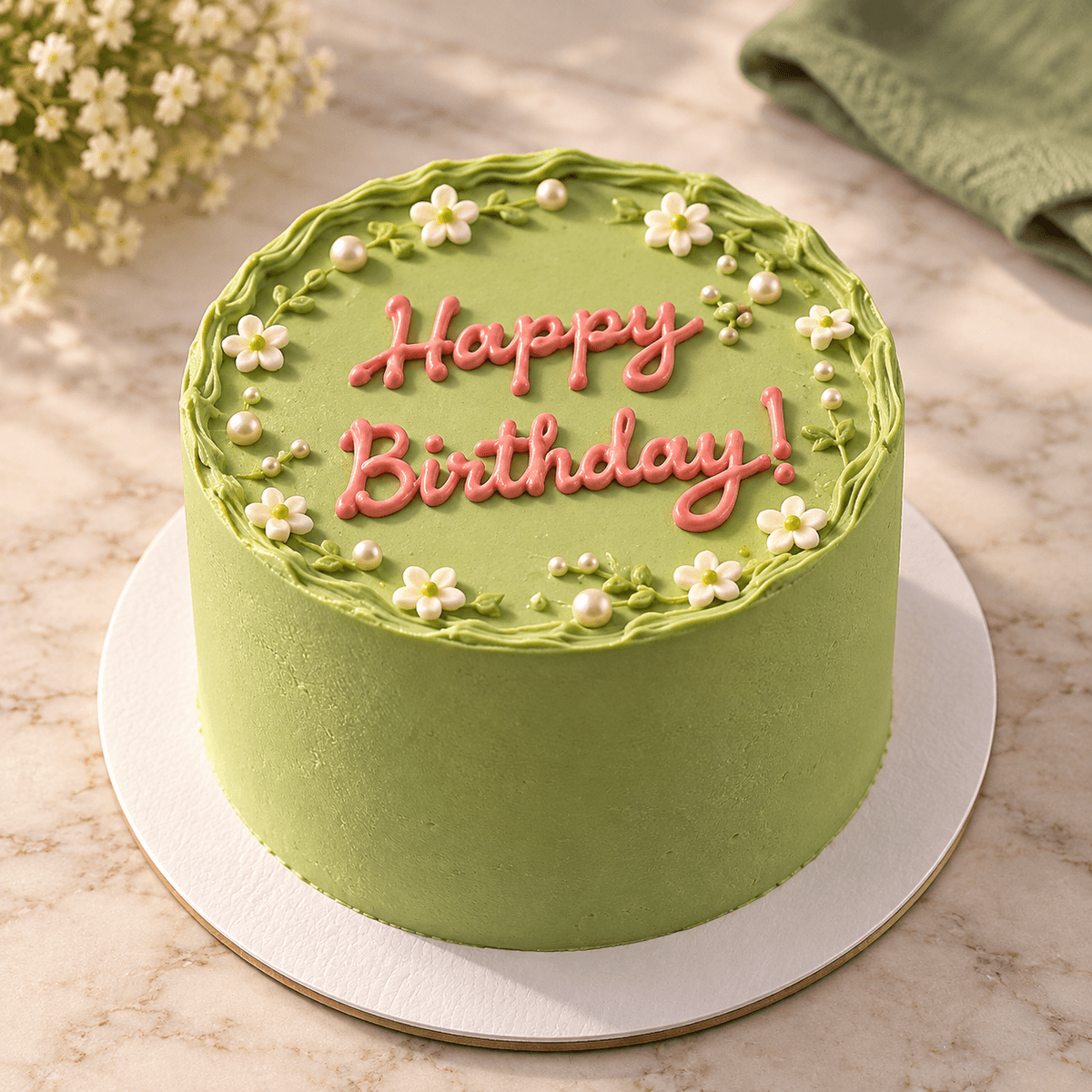 Pastel Floral Wreath Bento Cake — handcrafted bento cake by The Cake Walk