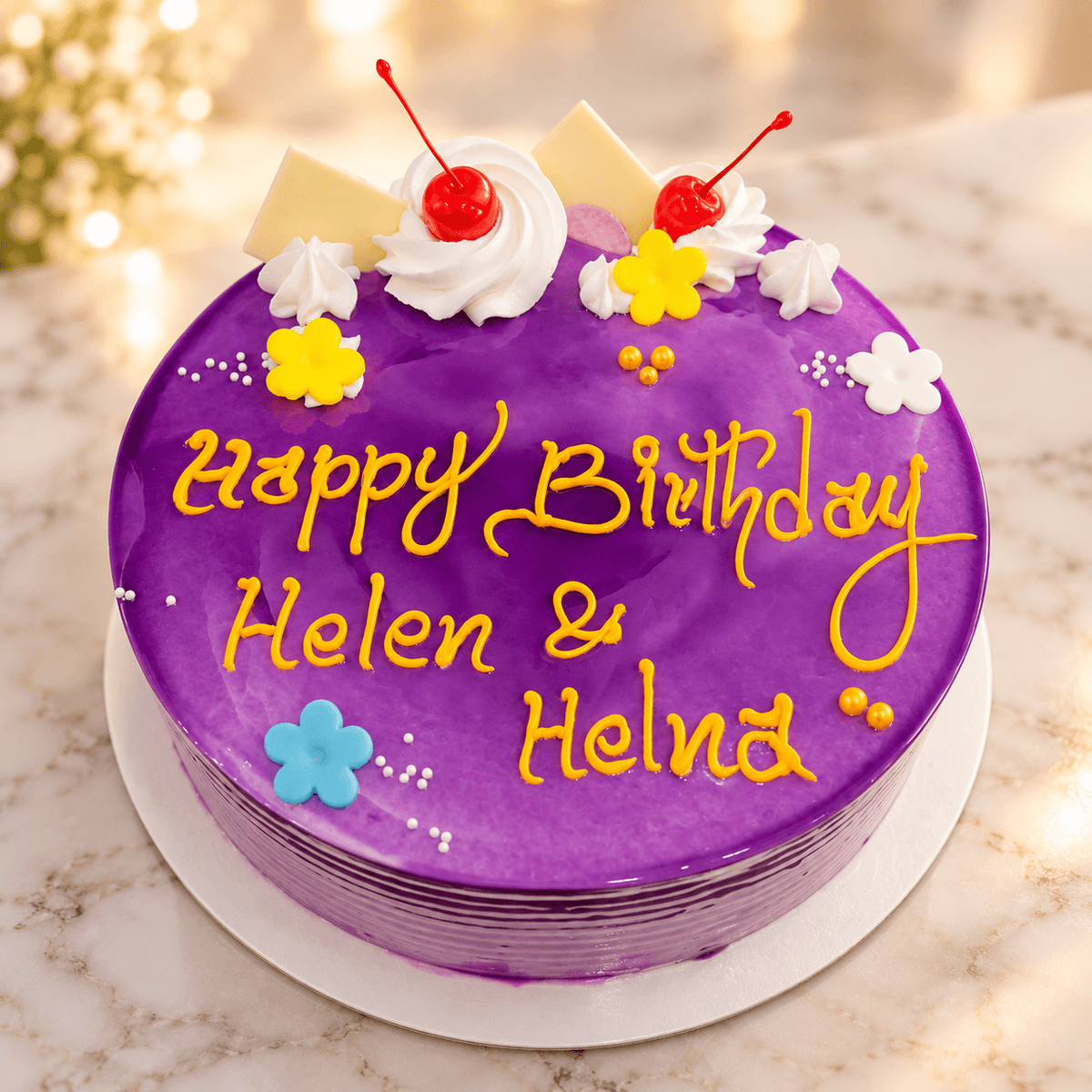 Purple Blueberry Mirror Glaze Cake — handcrafted fruit cake by The Cake Walk