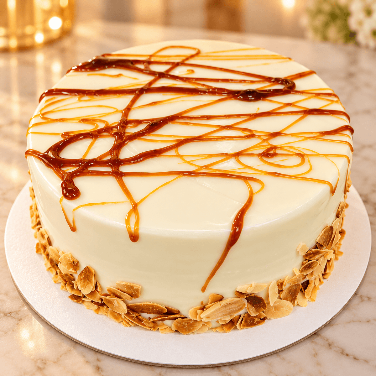Caramel Almond Vanilla Cake — handcrafted birthday cake by The Cake Walk
