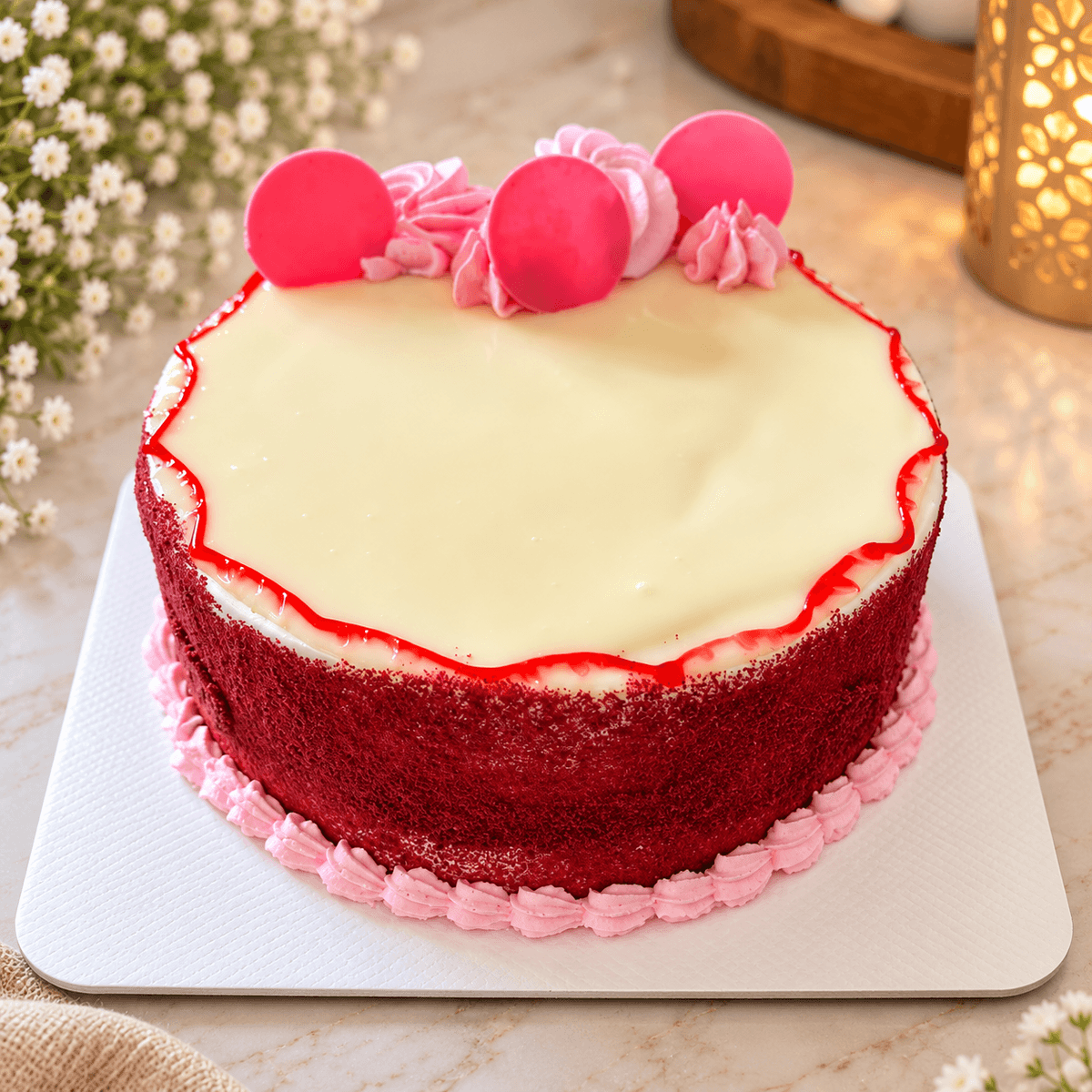 Velvet Bloom Heart Cake — handcrafted birthday cake by The Cake Walk