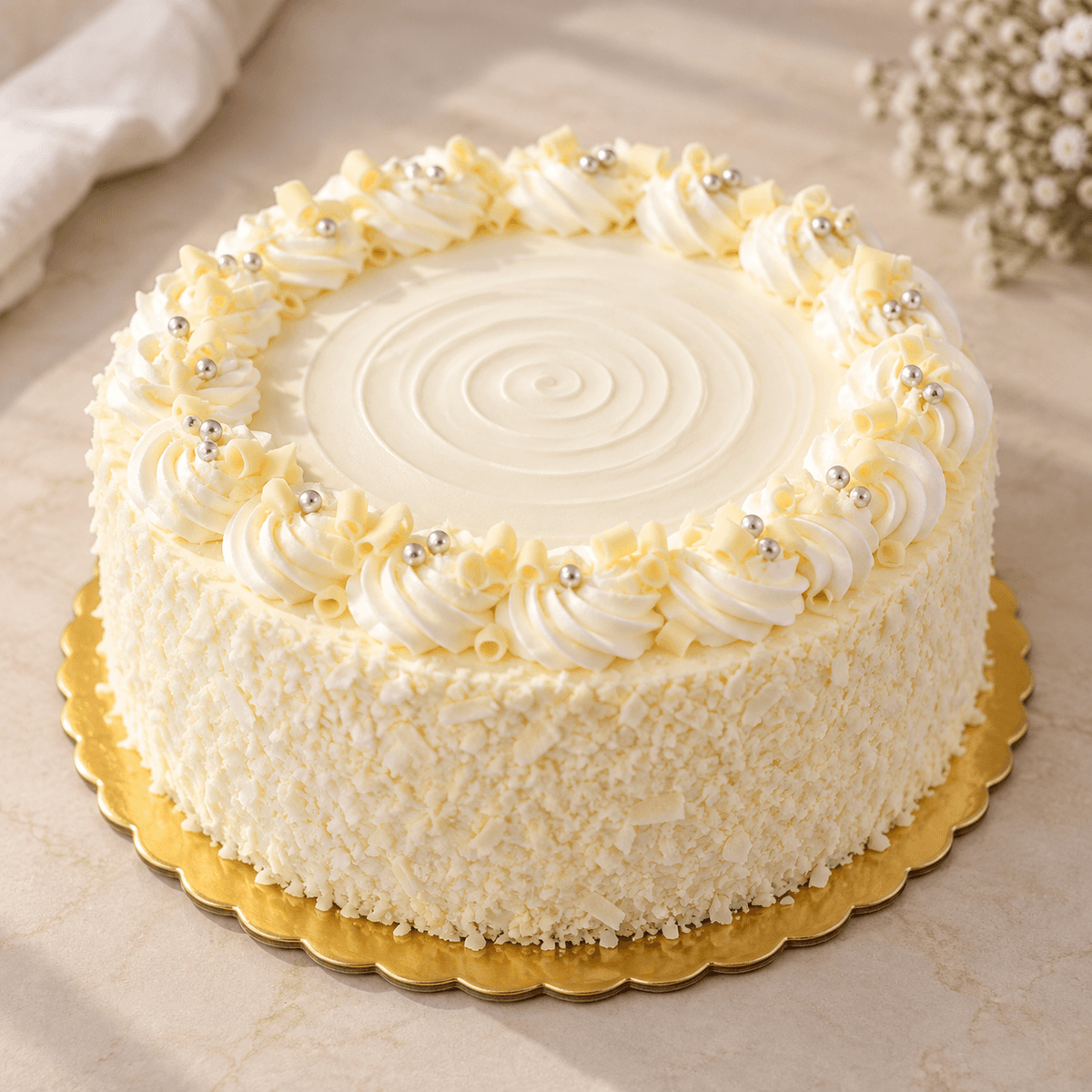 Snow White Tender Coconut Cake — handcrafted fruit cake by The Cake Walk