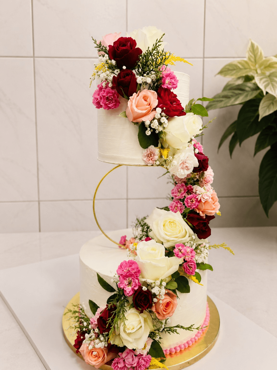 Floating Floral Arch Luxury Cake — handcrafted wedding cake by The Cake Walk